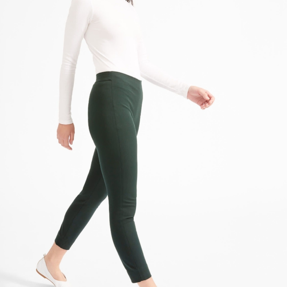 Everlane Side Zip Stretch Cotton Pant Green 14